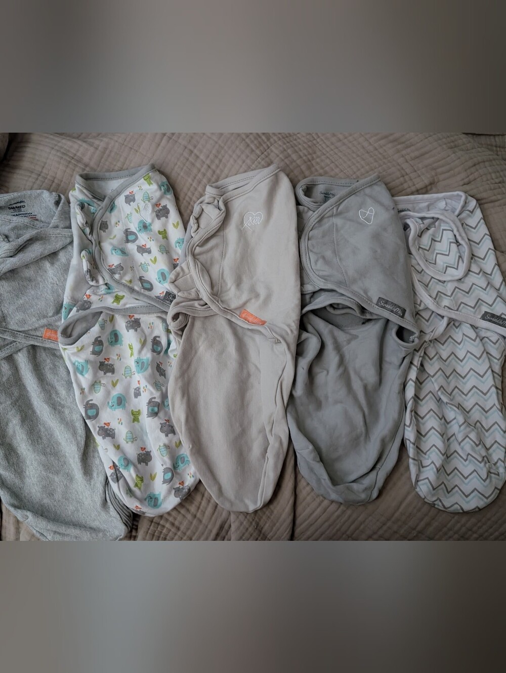 Set Of 5 SM/MD Swaddle Me Velcro Swaddles